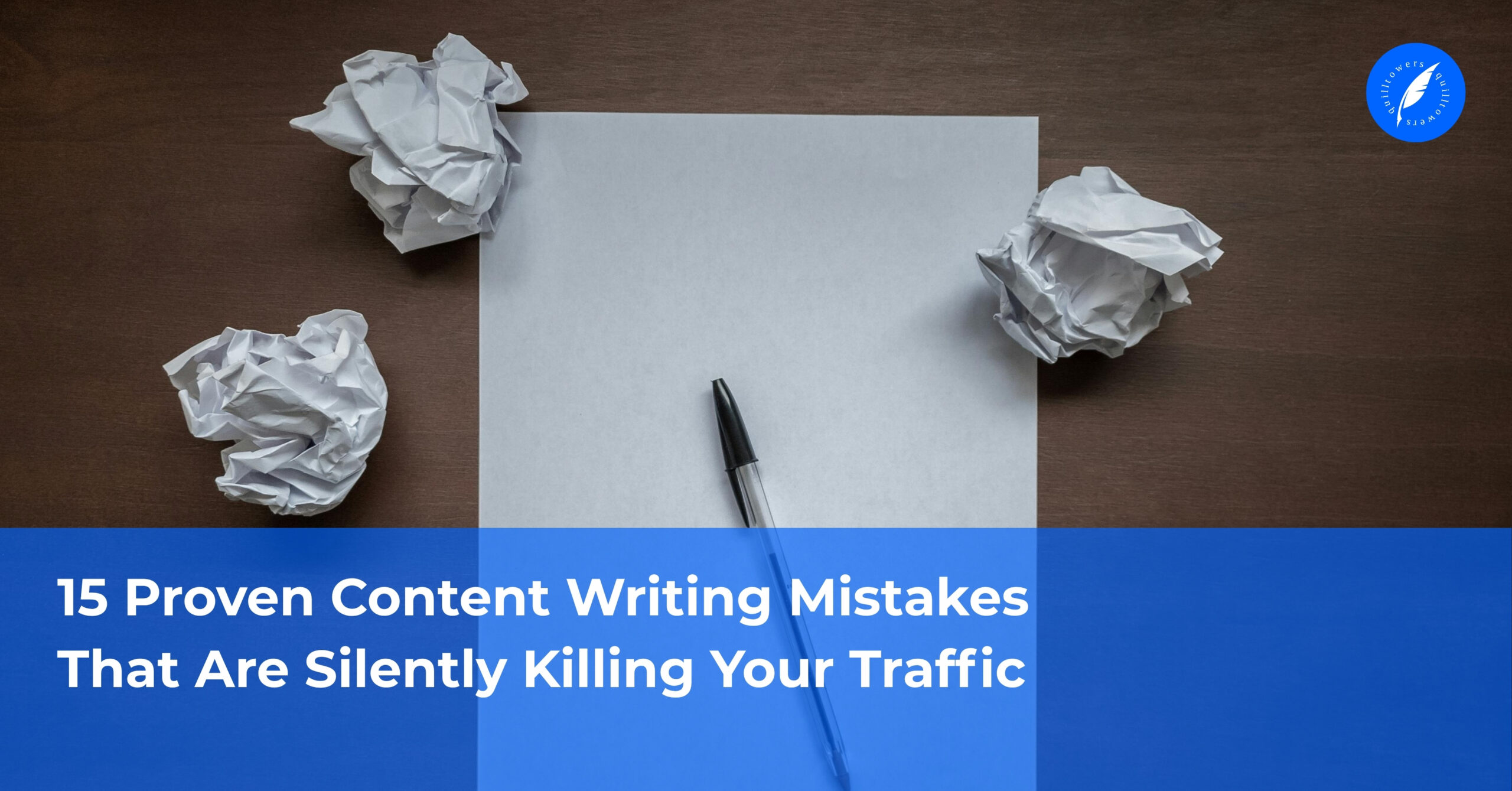 Professional illustrating the most common content writing mistakes that reduce website traffic, search rankings, and reader engagement