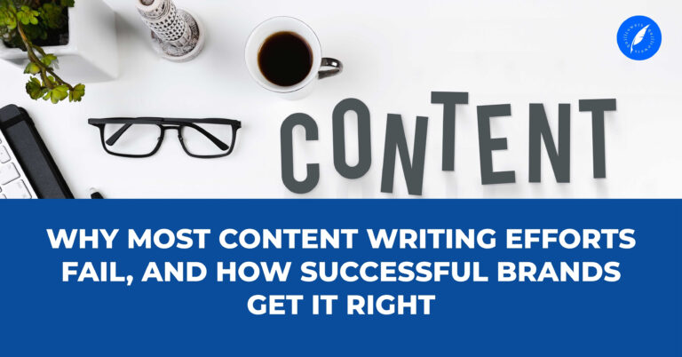Professionally illustrating why most content writing efforts fail and how successful brands create people-first content that drives SEO, trust, and conversions.